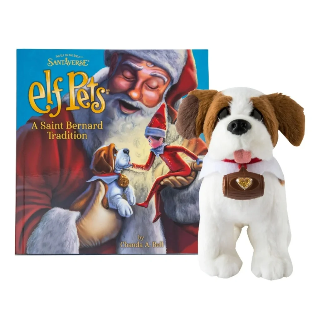 NWT Elf Pets A Saint Bernard Tradition St. Bernard Plush and Storybook
